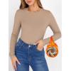 imageANRABESS Women Long Sleeve Thermal Shirt Fleece Tops 2026 Fall Winter Crew Neck Casual Base Layer TShirts Warm UndershirtsTan