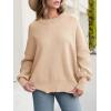 imageANRABESS Women Oversized Sweaters Batwing Long Sleeve 2026 Fall Outfits Crewneck Casual Knit Side Slit Fashion Pullover TopApricot