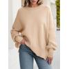 imageANRABESS Women Oversized Sweaters Batwing Long Sleeve 2026 Fall Outfits Crewneck Casual Knit Side Slit Fashion Pullover TopApricot