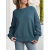imageANRABESS Women Oversized Sweaters Batwing Long Sleeve 2026 Fall Outfits Crewneck Casual Knit Side Slit Fashion Pullover TopBlue
