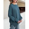 imageANRABESS Women Oversized Sweaters Batwing Long Sleeve 2026 Fall Outfits Crewneck Casual Knit Side Slit Fashion Pullover TopBlue