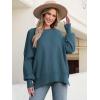 imageANRABESS Women Oversized Sweaters Batwing Long Sleeve 2026 Fall Outfits Crewneck Casual Knit Side Slit Fashion Pullover TopBlue