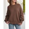 imageANRABESS Women Oversized Sweaters Batwing Long Sleeve 2026 Fall Outfits Crewneck Casual Knit Side Slit Fashion Pullover TopCoffee