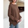 imageANRABESS Women Oversized Sweaters Batwing Long Sleeve 2026 Fall Outfits Crewneck Casual Knit Side Slit Fashion Pullover TopCoffee