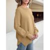 imageANRABESS Women Oversized Sweaters Batwing Long Sleeve 2026 Fall Outfits Crewneck Casual Knit Side Slit Fashion Pullover TopDeep Apricot