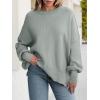imageANRABESS Women Oversized Sweaters Batwing Long Sleeve 2026 Fall Outfits Crewneck Casual Knit Side Slit Fashion Pullover TopGray