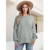 imageANRABESS Women Oversized Sweaters Batwing Long Sleeve 2026 Fall Outfits Crewneck Casual Knit Side Slit Fashion Pullover TopGray