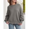 imageANRABESS Women Oversized Sweaters Batwing Long Sleeve 2026 Fall Outfits Crewneck Casual Knit Side Slit Fashion Pullover TopGrey Khaki
