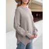 imageANRABESS Women Oversized Sweaters Batwing Long Sleeve 2026 Fall Outfits Crewneck Casual Knit Side Slit Fashion Pullover TopLight Grey Khaki