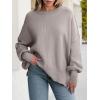 imageANRABESS Women Oversized Sweaters Batwing Long Sleeve 2026 Fall Outfits Crewneck Casual Knit Side Slit Fashion Pullover TopLight Grey Khaki
