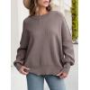 imageANRABESS Women Oversized Sweaters Batwing Long Sleeve 2026 Fall Outfits Crewneck Casual Knit Side Slit Fashion Pullover TopNutmeg