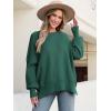 imageANRABESS Women Oversized Sweaters Batwing Long Sleeve 2026 Fall Outfits Crewneck Casual Knit Side Slit Fashion Pullover TopOpal Green