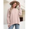 imageANRABESS Women Oversized Sweaters Batwing Long Sleeve 2026 Fall Outfits Crewneck Casual Knit Side Slit Fashion Pullover TopPink