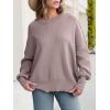 imageANRABESS Women Oversized Sweaters Batwing Long Sleeve 2026 Fall Outfits Crewneck Casual Knit Side Slit Fashion Pullover TopPink Apricot
