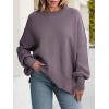 imageANRABESS Women Oversized Sweaters Batwing Long Sleeve 2026 Fall Outfits Crewneck Casual Knit Side Slit Fashion Pullover TopPurple