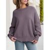 imageANRABESS Women Oversized Sweaters Batwing Long Sleeve 2026 Fall Outfits Crewneck Casual Knit Side Slit Fashion Pullover TopPurple