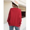 imageANRABESS Women Oversized Sweaters Batwing Long Sleeve 2026 Fall Outfits Crewneck Casual Knit Side Slit Fashion Pullover TopRed