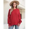 imageANRABESS Women Oversized Sweaters Batwing Long Sleeve 2026 Fall Outfits Crewneck Casual Knit Side Slit Fashion Pullover TopRed