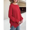 imageANRABESS Women Oversized Sweaters Batwing Long Sleeve 2026 Fall Outfits Crewneck Casual Knit Side Slit Fashion Pullover TopRed