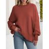 imageANRABESS Women Oversized Sweaters Batwing Long Sleeve 2026 Fall Outfits Crewneck Casual Knit Side Slit Fashion Pullover TopRust
