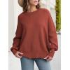imageANRABESS Women Oversized Sweaters Batwing Long Sleeve 2026 Fall Outfits Crewneck Casual Knit Side Slit Fashion Pullover TopRust
