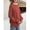 imageANRABESS Women Oversized Sweaters Batwing Long Sleeve 2026 Fall Outfits Crewneck Casual Knit Side Slit Fashion Pullover TopRust