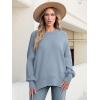 imageANRABESS Women Oversized Sweaters Batwing Long Sleeve 2026 Fall Outfits Crewneck Casual Knit Side Slit Fashion Pullover TopSmoky Blue