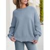 imageANRABESS Women Oversized Sweaters Batwing Long Sleeve 2026 Fall Outfits Crewneck Casual Knit Side Slit Fashion Pullover TopSmoky Blue