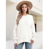 imageANRABESS Women Oversized Sweaters Batwing Long Sleeve 2026 Fall Outfits Crewneck Casual Knit Side Slit Fashion Pullover TopWhite