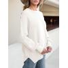 imageANRABESS Women Oversized Sweaters Batwing Long Sleeve 2026 Fall Outfits Crewneck Casual Knit Side Slit Fashion Pullover TopWhite