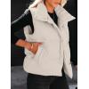 imageANRABESS Women Puffer Vest Sleeveless Zip Up Stand Collar Quilted Lightweight Jacket Winter Warm Puffer Padded Down OuterwearApricot