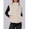 imageANRABESS Women Puffer Vest Sleeveless Zip Up Stand Collar Quilted Lightweight Jacket Winter Warm Puffer Padded Down OuterwearApricot