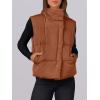 imageANRABESS Women Puffer Vest Sleeveless Zip Up Stand Collar Quilted Lightweight Jacket Winter Warm Puffer Padded Down OuterwearCaramel
