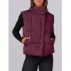 imageANRABESS Women Puffer Vest Sleeveless Zip Up Stand Collar Quilted Lightweight Jacket Winter Warm Puffer Padded Down OuterwearDark Red
