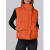 imageANRABESS Women Puffer Vest Sleeveless Zip Up Stand Collar Quilted Lightweight Jacket Winter Warm Puffer Padded Down OuterwearOrange