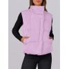imageANRABESS Women Puffer Vest Sleeveless Zip Up Stand Collar Quilted Lightweight Jacket Winter Warm Puffer Padded Down OuterwearPink