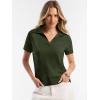 imageANRABESS Women Short Sleeve Sweater Wool Blend Polo V Neck Shirts Summer Dressy Top Business Casual Spring Vacation ClothesArmy Green