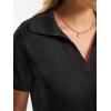 imageANRABESS Women Short Sleeve Sweater Wool Blend Polo V Neck Shirts Summer Dressy Top Business Casual Spring Vacation ClothesBlack