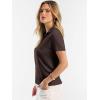 imageANRABESS Women Short Sleeve Sweater Wool Blend Polo V Neck Shirts Summer Dressy Top Business Casual Spring Vacation ClothesChocolate Brown