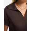 imageANRABESS Women Short Sleeve Sweater Wool Blend Polo V Neck Shirts Summer Dressy Top Business Casual Spring Vacation ClothesChocolate Brown
