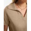 imageANRABESS Women Short Sleeve Sweater Wool Blend Polo V Neck Shirts Summer Dressy Top Business Casual Spring Vacation ClothesKhaki