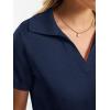 imageANRABESS Women Short Sleeve Sweater Wool Blend Polo V Neck Shirts Summer Dressy Top Business Casual Spring Vacation ClothesNavy Blue