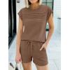 imageANRABESS Women Summer Two Piece Lounge Short Sets 2026 Beach Vacation Travel Airport Outfits Comfy Fashion SweatsuitsBrown