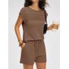 imageANRABESS Women Summer Two Piece Lounge Short Sets 2026 Beach Vacation Travel Airport Outfits Comfy Fashion SweatsuitsBrown