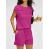 imageANRABESS Women Summer Two Piece Lounge Short Sets 2026 Beach Vacation Travel Airport Outfits Comfy Fashion SweatsuitsHot Pink