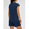 imageANRABESS Women Summer Two Piece Lounge Short Sets 2026 Beach Vacation Travel Airport Outfits Comfy Fashion SweatsuitsNavy Blue