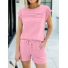 imageANRABESS Women Summer Two Piece Lounge Short Sets 2026 Beach Vacation Travel Airport Outfits Comfy Fashion SweatsuitsPink