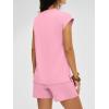 imageANRABESS Women Summer Two Piece Lounge Short Sets 2026 Beach Vacation Travel Airport Outfits Comfy Fashion SweatsuitsPink