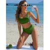 imageANRABESS Women Swimsuits Two Piece Bikini Set High Waisted Ribbed Tummy Control Modest Bathing Suits 2026 Beach Swim WearArmy Green