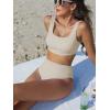 imageANRABESS Women Swimsuits Two Piece Bikini Set High Waisted Ribbed Tummy Control Modest Bathing Suits 2026 Beach Swim WearBeige